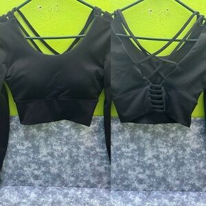 AHQ Black Crop Top with Strappy Back L
